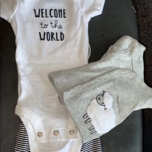 Brand new Pset with jacket. Onesie. Footsie pants